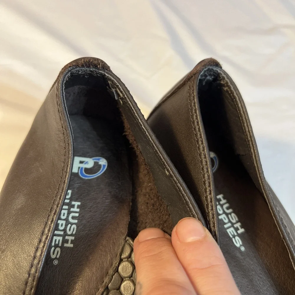 Hush Puppies Womens Heaven Loafers H55541 Leather Slip On Brown Size 7.5